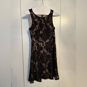 Apt. 9 Black Lace Beige Fabric Lined MIDI Dress